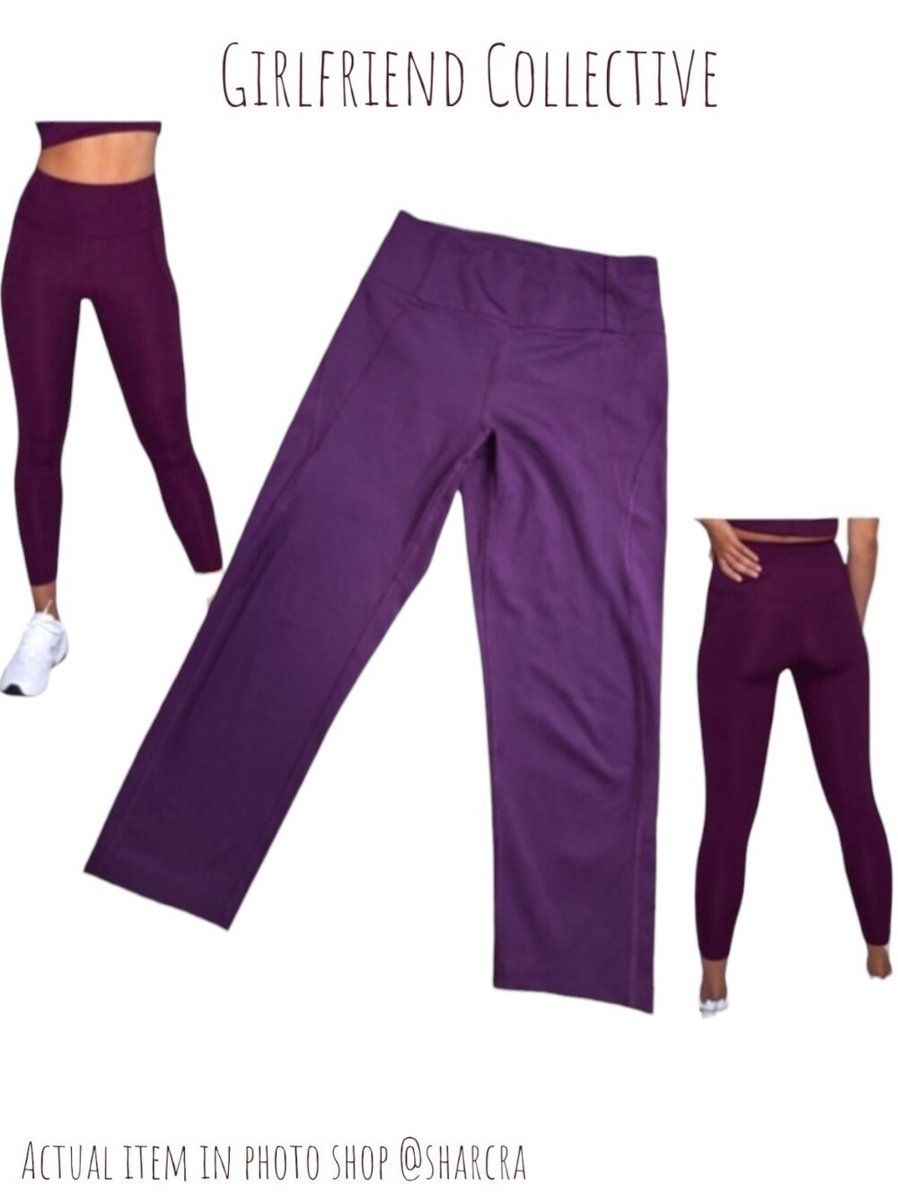 Girlfriend Collective Women's  Compressive High-Rise Crop tights dark purple  M